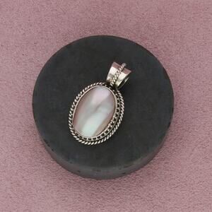 sterling silver vintage braided mabe pearl pendant